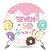 Sweet Donuts Circle Toile de fond du 7e anniversaire pour les filles